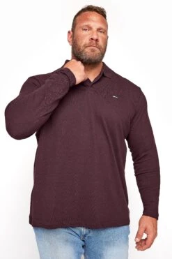 BadRhino Big & Tall Burgundy Red Long Sleeve Core Polo Shirt