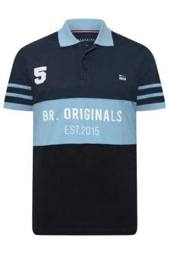 BadRhino Big & Tall Blue Colour Block Logo Polo Shirt -Menswear Mode Sales Store 8a1418ca 39ef 44 207330 X