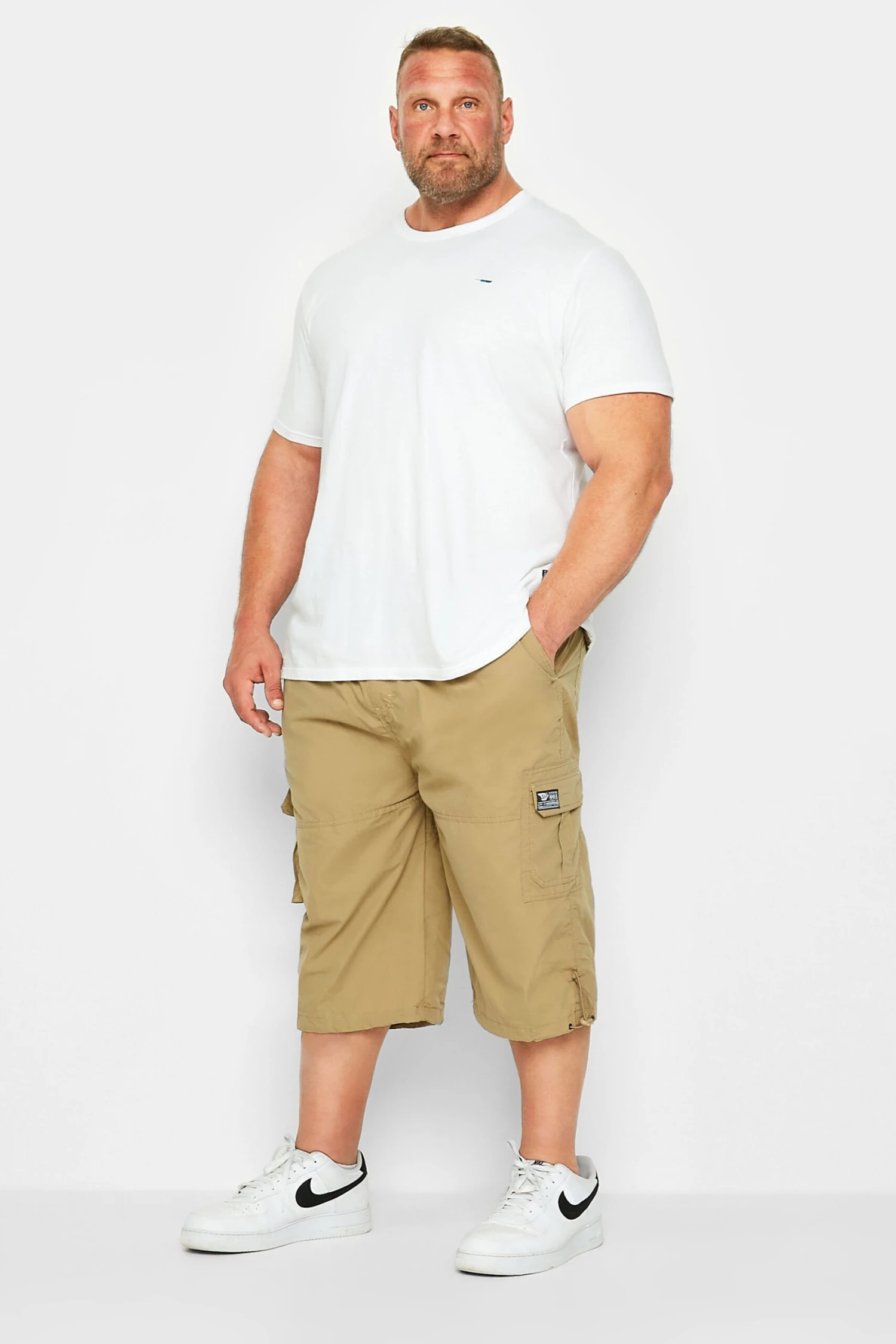 D555 Big & Tall Beige Brown Leg Pocket Cargo Shorts 2 D555 Big & Tall Beige Brown Leg Pocket Cargo Shorts - Image 2