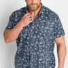 D555 Big & Tall Navy Blue Floral Print Shirt