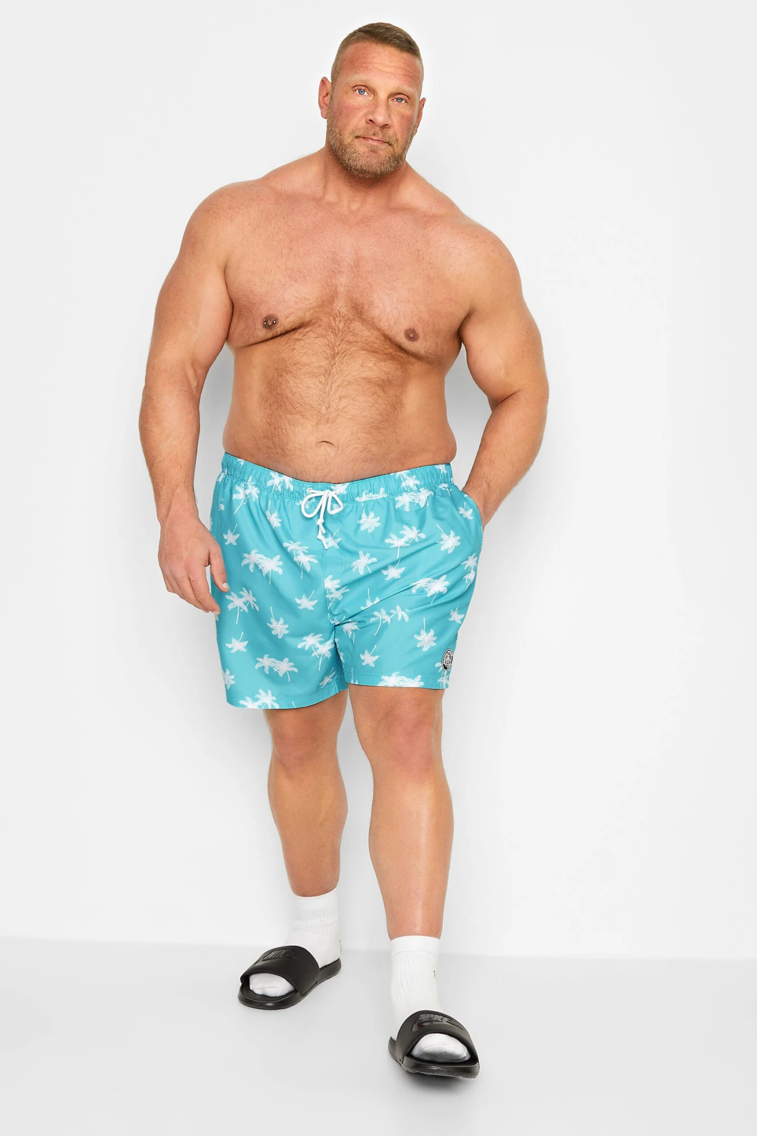 PENGUIN MUNSINGWEAR Big & Tall Blue Palm Tree Swim Shorts 2 PENGUIN MUNSINGWEAR Big & Tall Blue Palm Tree Swim Shorts - Image 2