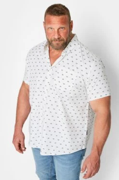 BadRhino Big & Tall White Jeep Print Poplin Shirt
