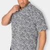 ESPIONAGE Big & Tall Navy Blue Leaf Print Shirt