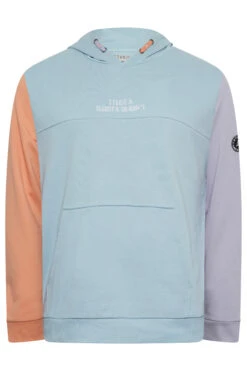 STUDIO A Big & Tall Blue Colour Block Hoodie -Menswear Mode Sales Store 9081634f a4ab 43 207805 X