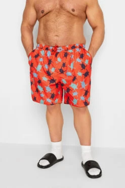 BadRhino Big & Tall Red Turtle Print Swim Shorts