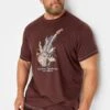 D555 Big & Tall Burgundy Red Lightning Bolt Guitar Print T-Shirt