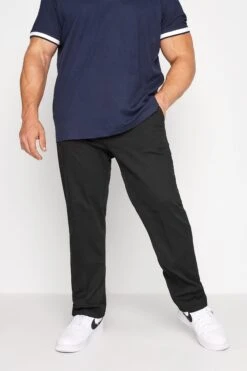 D555 Big & Tall Black Extendable Waist Stretch Chinos