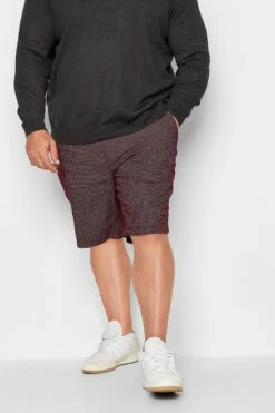 BadRhino Big & Tall Burgundy Red Geometric Print Stretch Chino Shorts