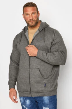 BadRhino Big & Tall Charcoal Grey Zip Through Hoodie
