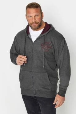 KAM Big & Tall Charcoal Grey 'Original' Zip Through Hoodie