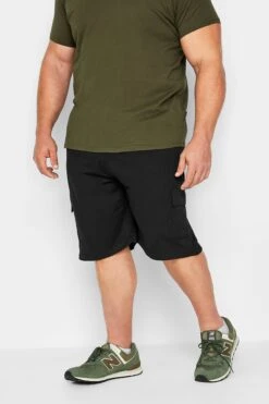 KAM Big & Tall Black Cargo Lounge Shorts
