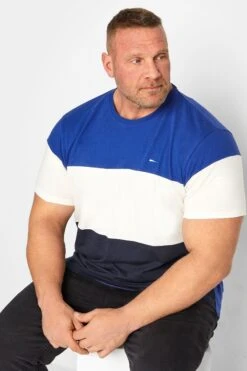 BadRhino Big & Tall Blue Colour Block T-Shirt