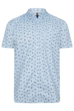 BadRhino Big & Tall Light Blue Shark Print Short Sleeve Shirt -Menswear Mode Sales Store 984daec2 0c7d 46 208043 X