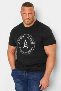 STUDIO A Big & Tall Black Logo Print T-Shirt