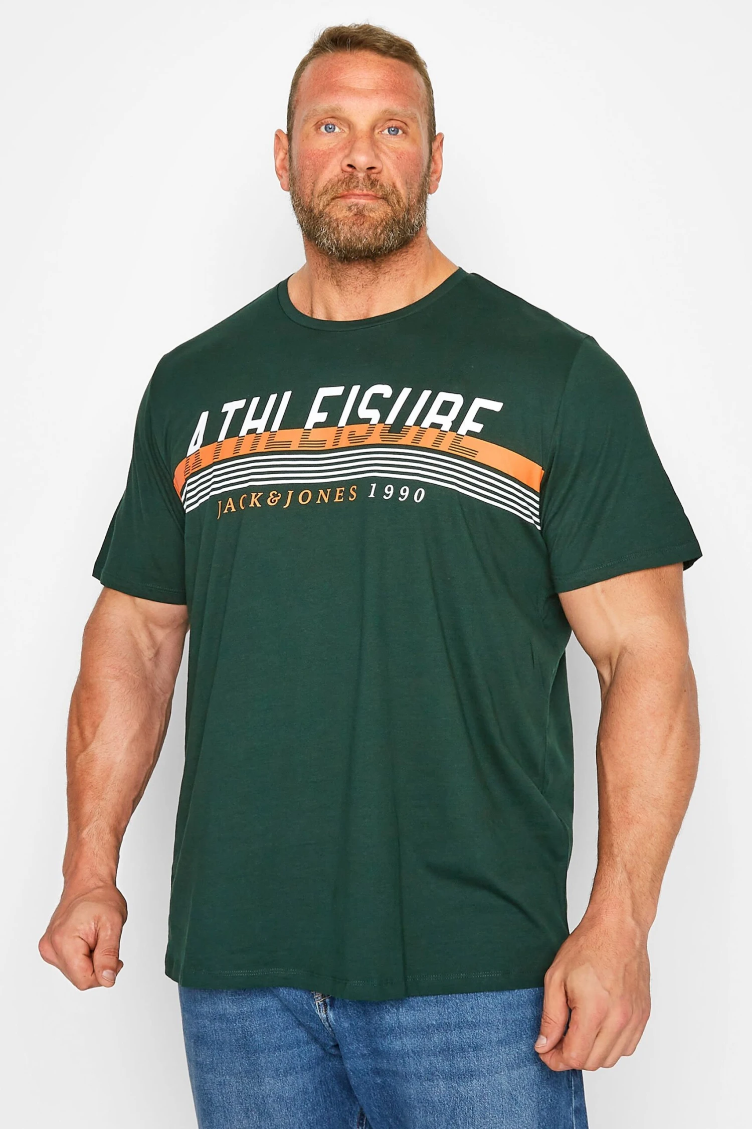 JACK & JONES Big & Tall Black Stripe 'Athleisure' Graphic Print T-Shirt 1 JACK & JONES Big & Tall Black Stripe 'Athleisure' Graphic Print T-Shirt