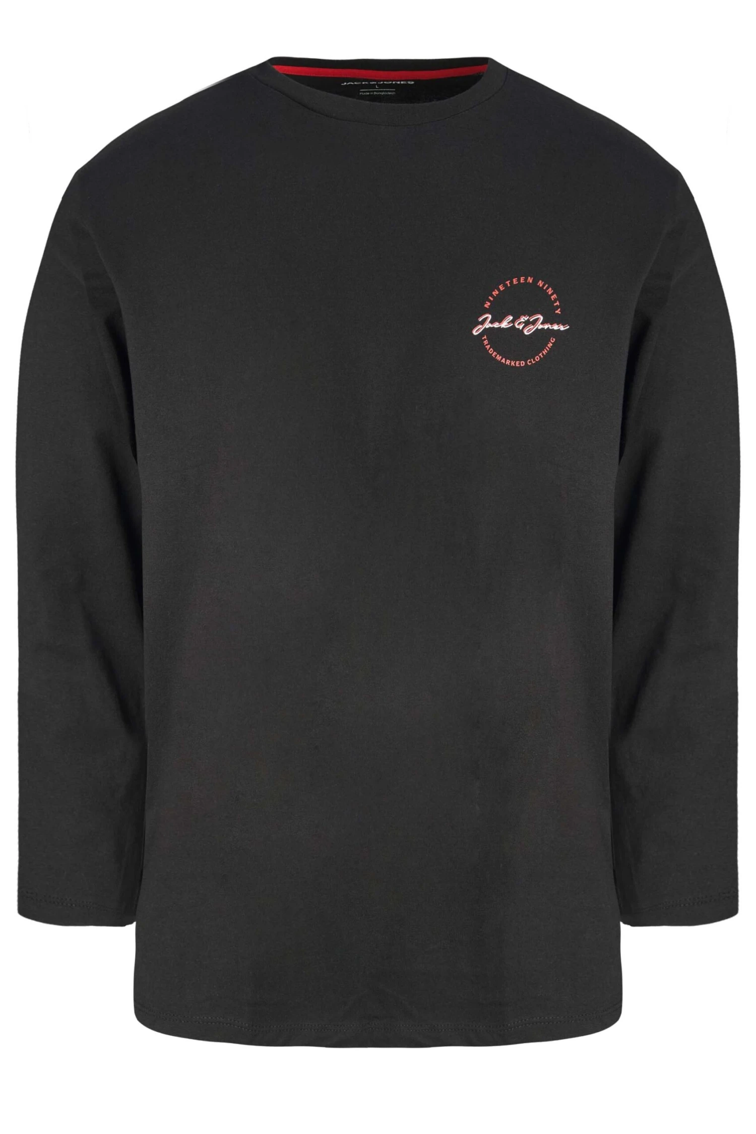 JACK & JONES Big & Tall Black Logo Long Sleeve T-Shirt 2 JACK & JONES Big & Tall Black Logo Long Sleeve T-Shirt - Image 2