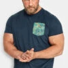 BLEND Big & Tall Navy Blue Pocket Print T-Shirt