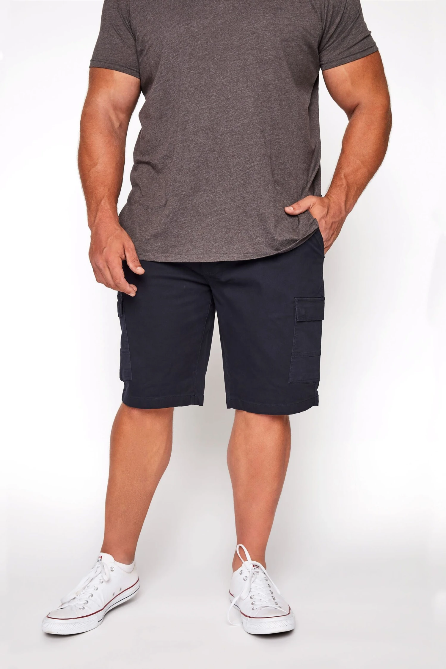 BadRhino Big & Tall Navy Blue Stretch Cargo Shorts 1 BadRhino Big & Tall Navy Blue Stretch Cargo Shorts