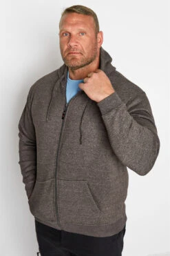 D555 Big & Tall Rockford Grey Cantor Zip Through Hoodie