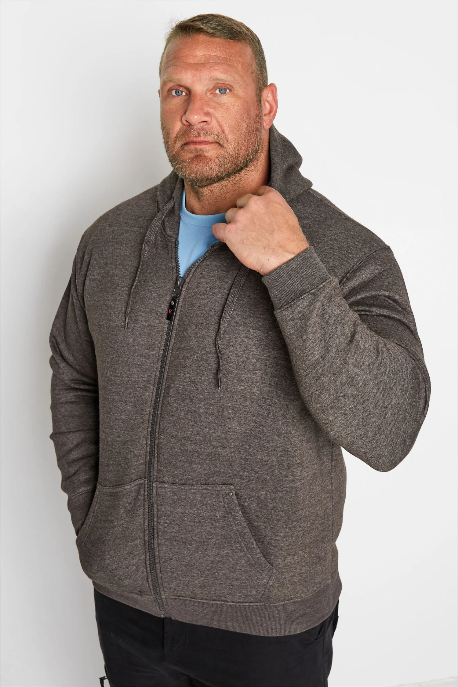 D555 Big & Tall Rockford Grey Cantor Zip Through Hoodie 1 D555 Big & Tall Rockford Grey Cantor Zip Through Hoodie