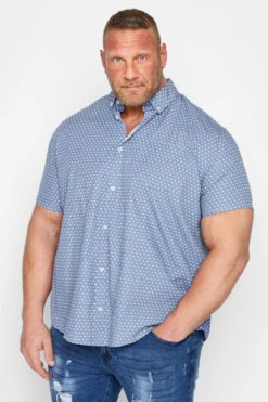 BadRhino Big & Tall Blue Floral Short Sleeve Shirt