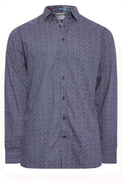 D555 Big & Tall Navy Blue Printed Shirt -Menswear Mode Sales Store 9ead36c5 e4b1 46 208373 X