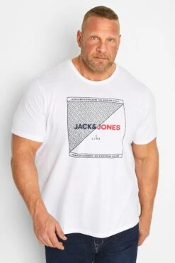 JACK & JONES Big & Tall White Printed T-Shirt