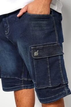 KAM Big & Tall Dark Blue Cargo Denim Shorts -Menswear Mode Sales Store KAM Dark Blue Cargo Denim Shorts 202683 a9d7