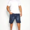 KAM Big & Tall Dark Blue Cargo Denim Shorts