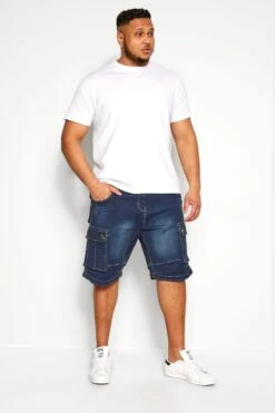 KAM Big & Tall Dark Blue Cargo Denim Shorts