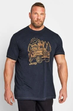 D555 Big & Tall Navy Blue Jeep Graphic Print T-Shirt