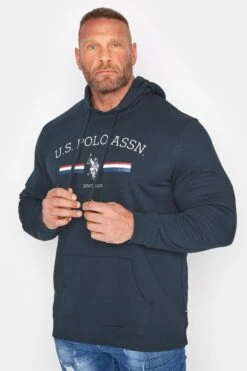 U.S. POLO ASSN. Big & Tall Navy Blue Stripe Rider Hoodie