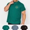 JACK & JONES Big & Tall Green & Black 3 Pack T-Shirts