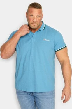 LAMBRETTA Big & Tall Light Blue Tipped Core Polo Shirt