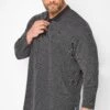 JACK & JONES Big & Tall Grey Long Sleeve Polo Shirt