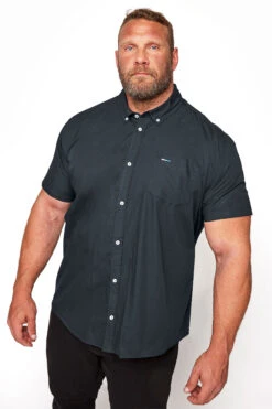 BadRhino Big & Tall Navy Blue Short Sleeve Oxford Shirt