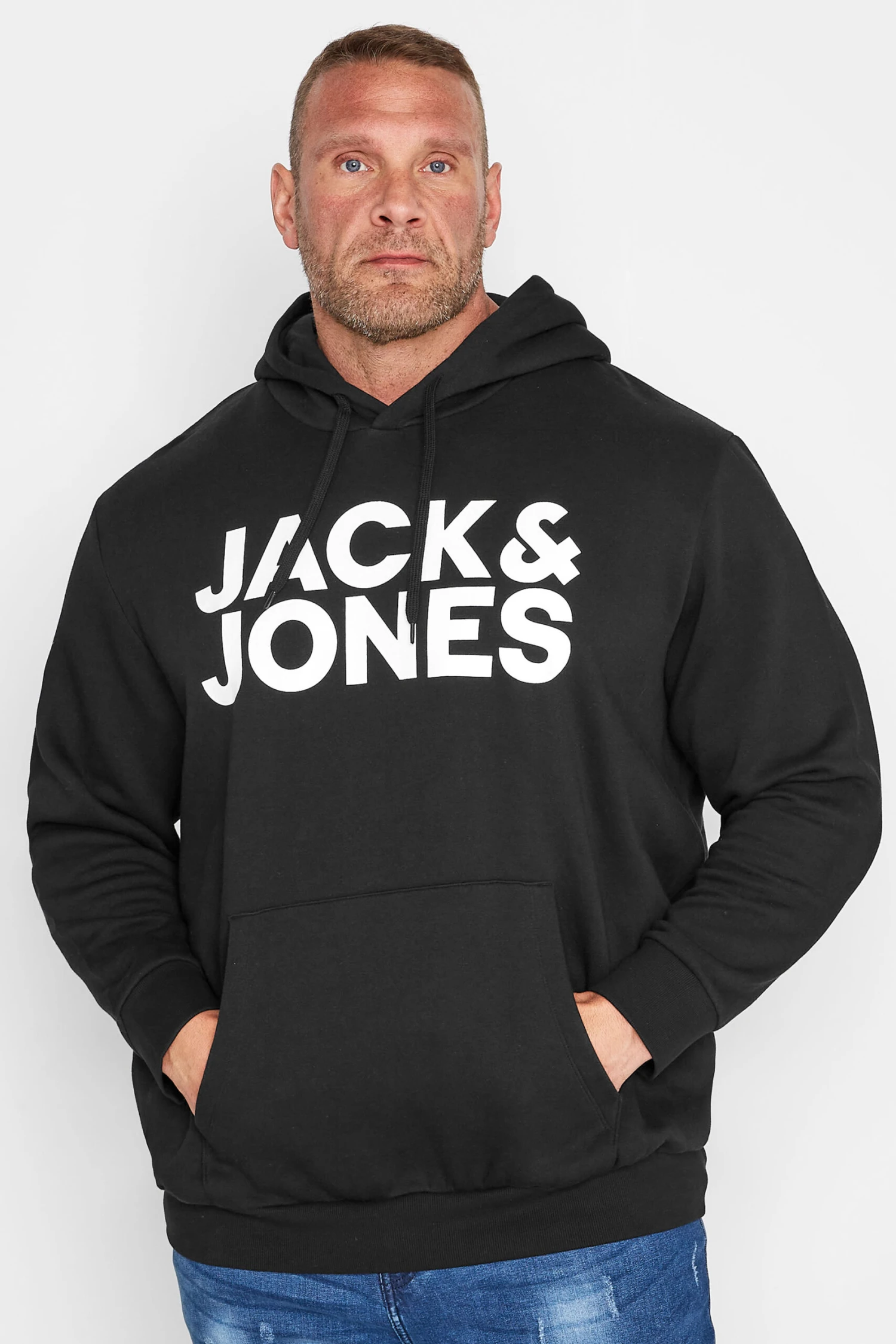JACK & JONES Big & Tall Black Corp Logo Hoodie 1 JACK & JONES Big & Tall Black Corp Logo Hoodie