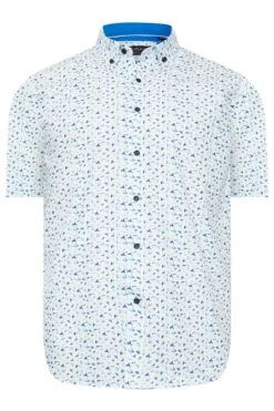KAM Big & Tall White Bird Print Short Sleeve Shirt -Menswear Mode Sales Store a4378257 db1a 48 207771 X