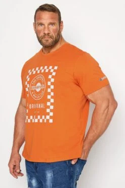 LAMBRETTA Big & Tall Orange Checkerboard Print T-Shirt