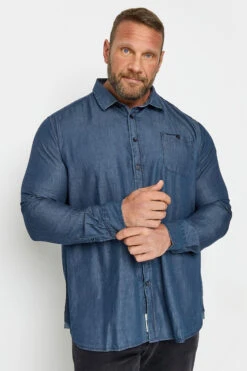 D555 Big & Tall Navy Blue Denim Shirt