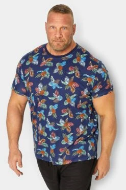 BadRhino Big & Tall Navy Blue Pineapple Print T-Shirt