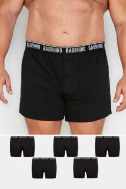 BadRhino Big & Tall 5 PACK Black Button Up Loose Fit Boxers