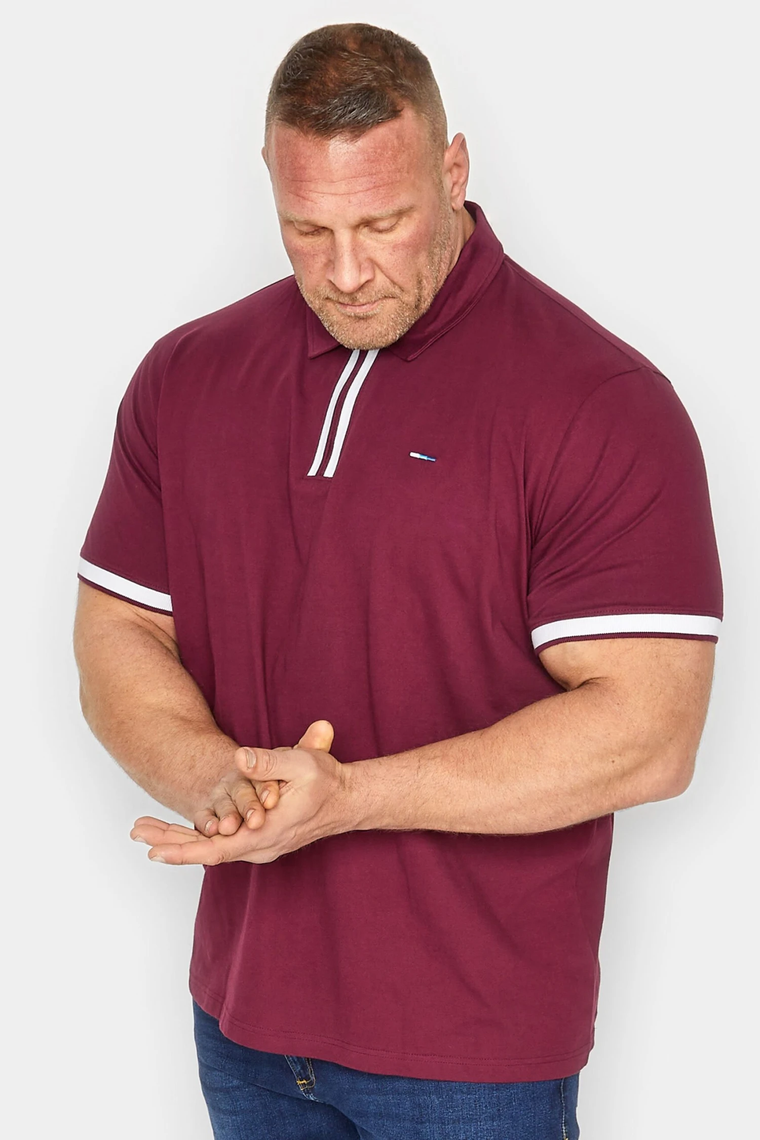 BadRhino Big & Tall Burgundy Red Jersey Zip Polo Shirt 1 BadRhino Big & Tall Burgundy Red Jersey Zip Polo Shirt
