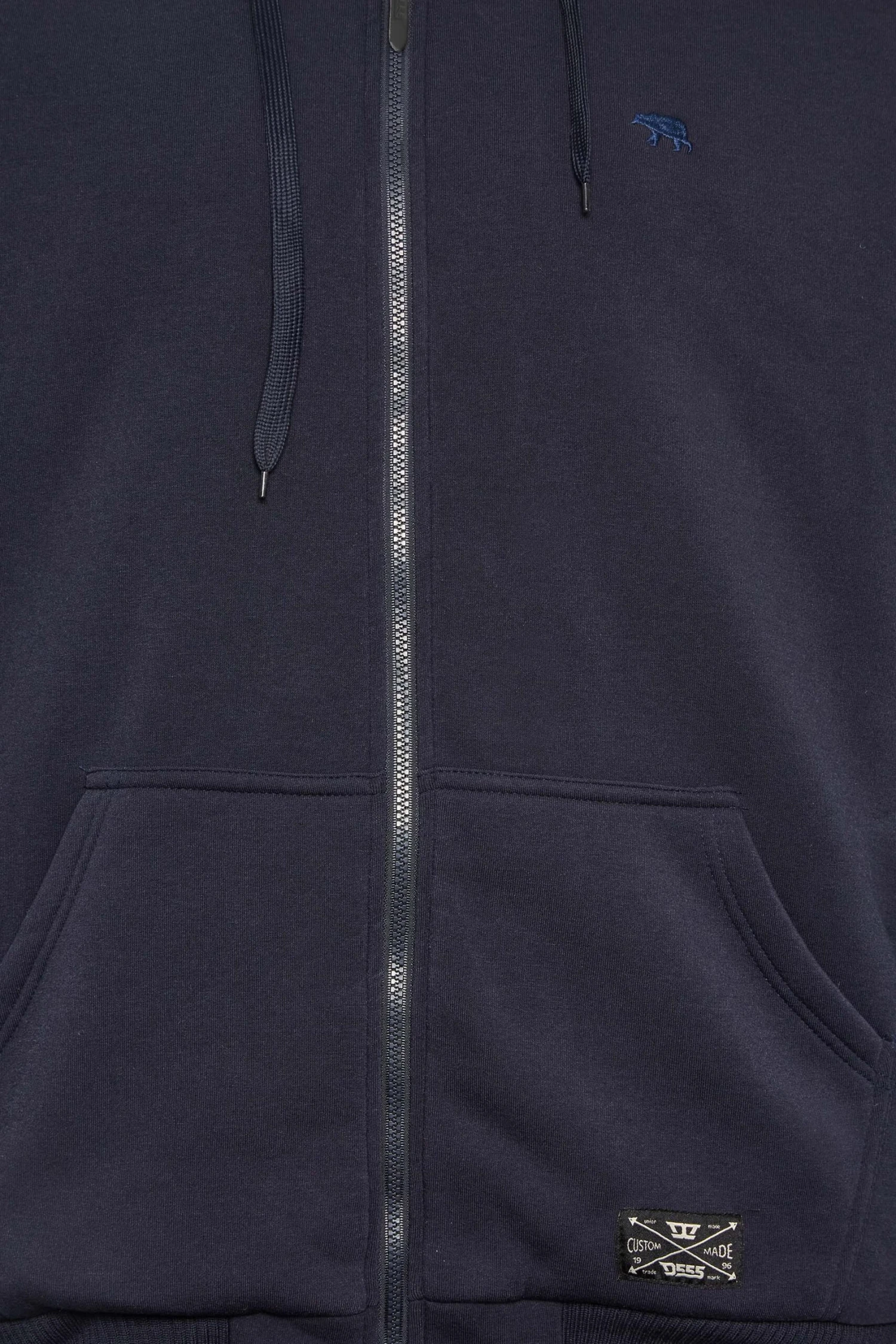 D555 Big & Tall Blue Zip Through Sherpa Lined Hoodie 2 D555 Big & Tall Blue Zip Through Sherpa Lined Hoodie - Image 2