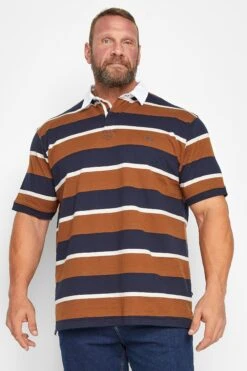 KAM Big & Tall Mustard Yellow Striped Rugby Polo Shirt