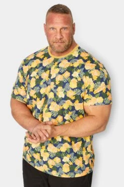 BadRhino Big & Tall Yellow Hawaiian T-shirt