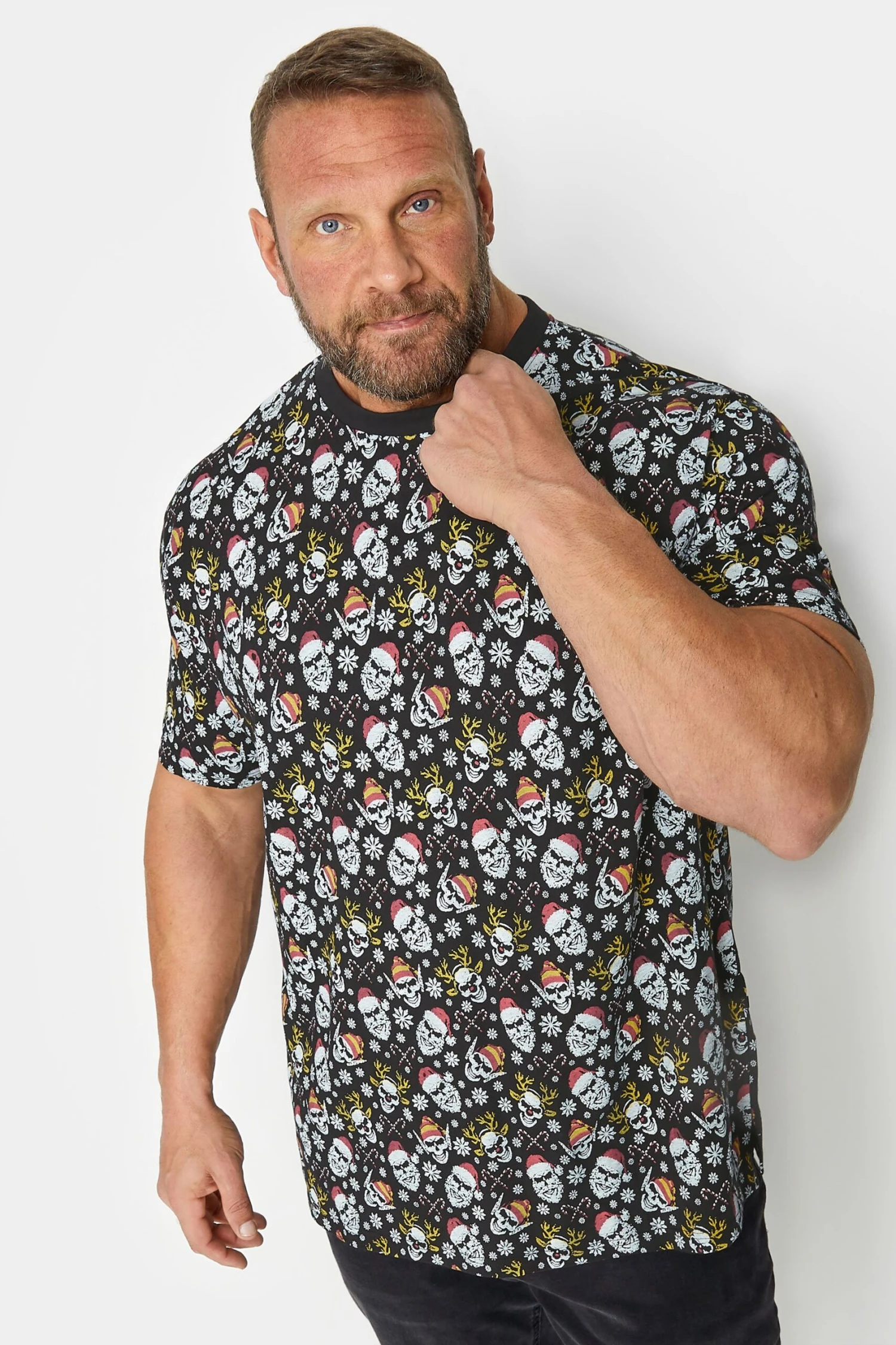 KAM Big & Tall Black Santa Skull Christmas T-Shirt 1 KAM Big & Tall Black Santa Skull Christmas T-Shirt