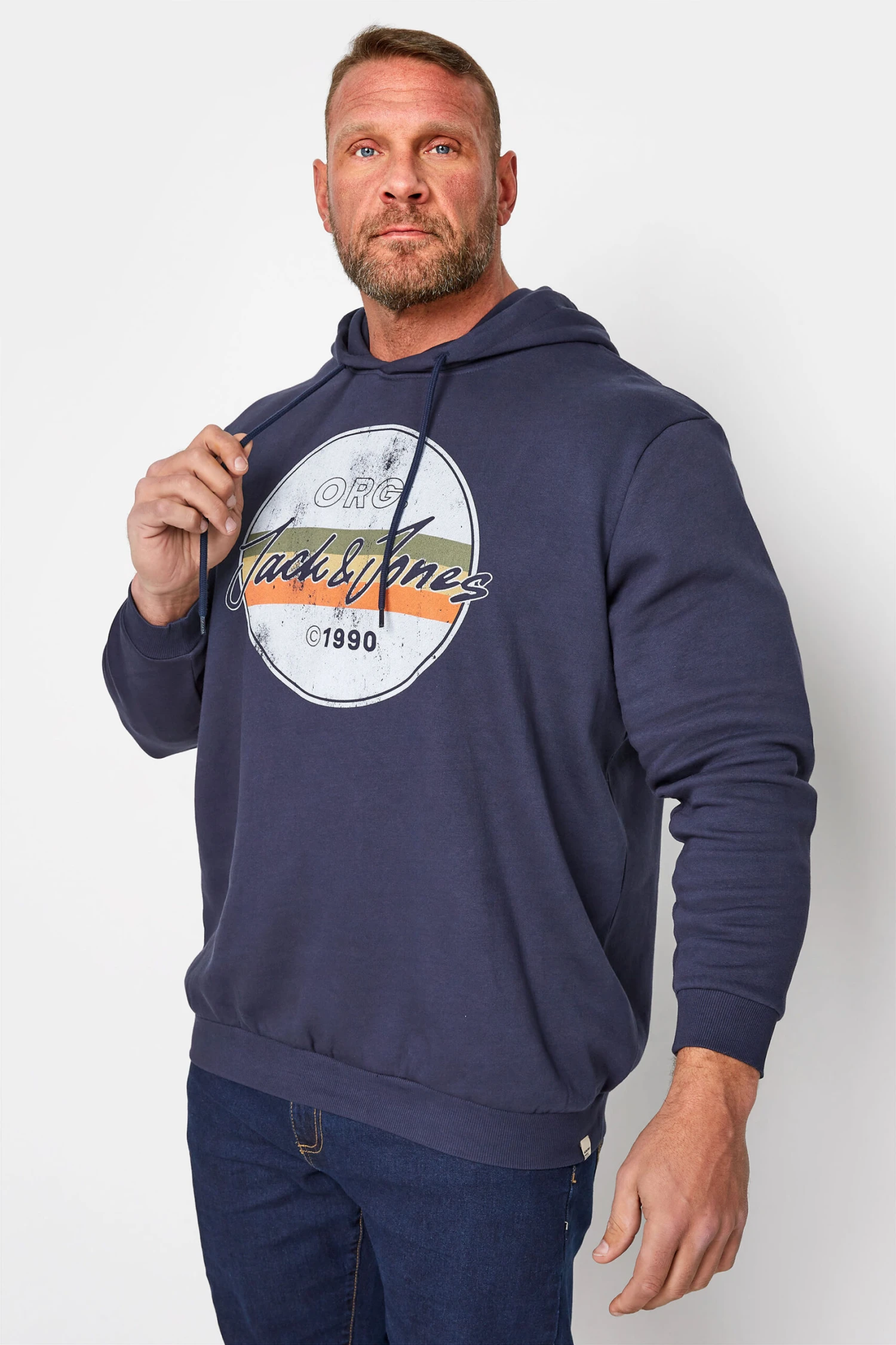 JACK & JONES Big & Tall Navy Blue Brady Hoodie 1 JACK & JONES Big & Tall Navy Blue Brady Hoodie