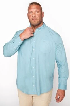 BadRhino Big & Tall Light Blue Poplin Long Sleeve Shirt