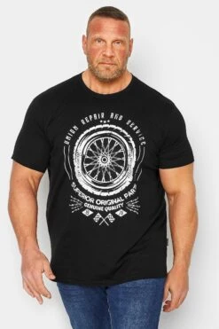 BadRhino Big & Tall Black Union Repair Print T-Shirt